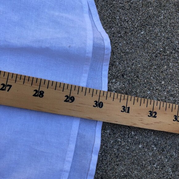 Women's Linen Blend Button Down Shirt XL Women's White Long Sleeve Collared Top - Picture 9 of 9